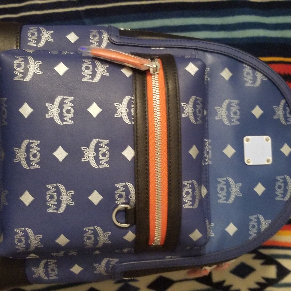 MCM Backpack orange/navy blue
